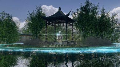 白水堯 圖說：科技布袋戲《聖劍風雲》第二集結合光雕、動畫、浮空投影及4D體感設備等