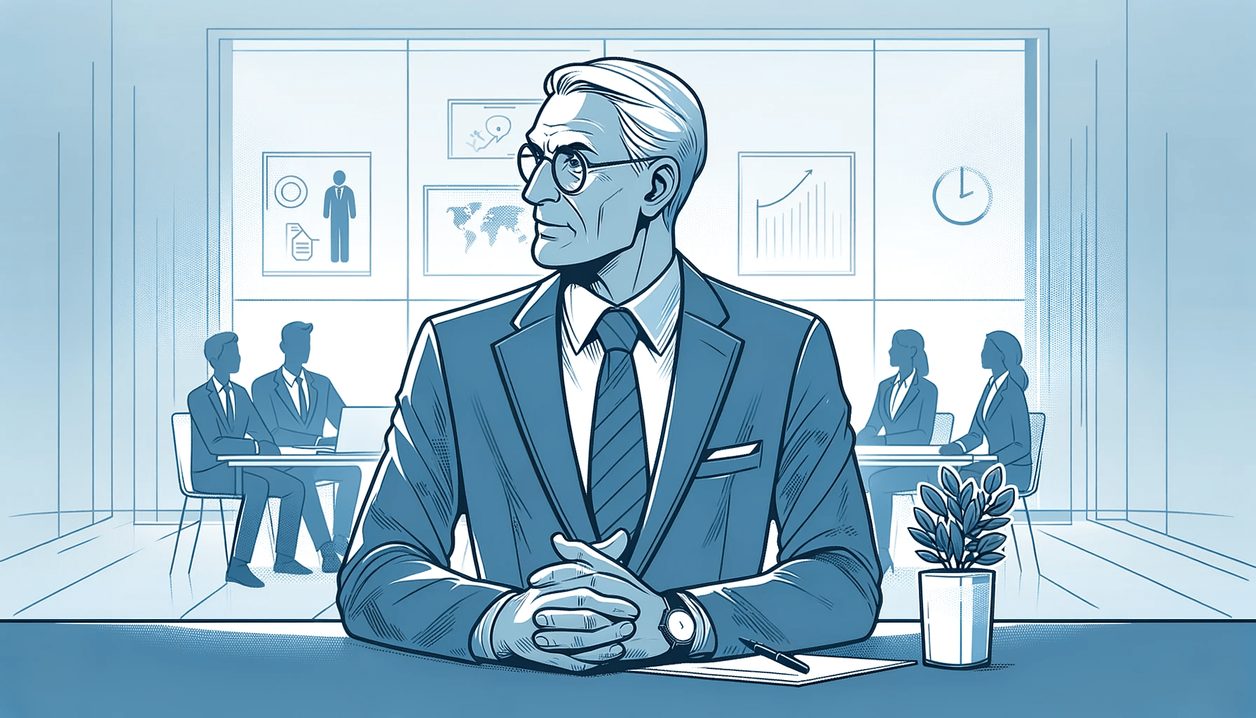 DALL·E 2024 01 09 18.25.26 A widescreen image representing the theme Is it challenging to find a job at an older age How to turn age into an asset for job hunting without an