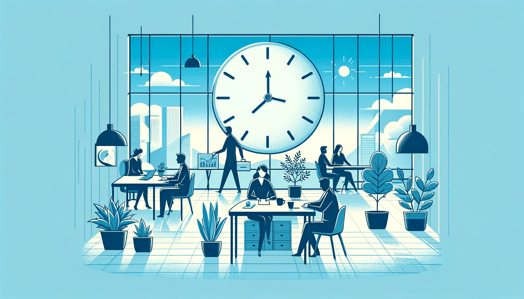 DALL·E 2024 01 15 14.46.48 A wide screen image depicting the theme of Secrets of Surviving in the Workplace. The image should be simple and focus on symbolic elements. It may