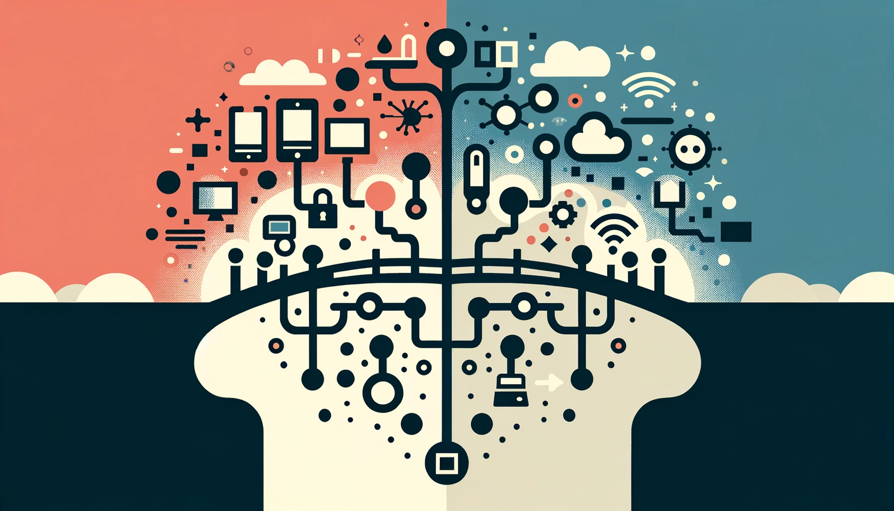 DALL·E 2024 02 05 13.41.12 Create a widescreen image with an even more simplified and minimalist Flaticon style design emphasizing the theme of reducing the digital divide to i
