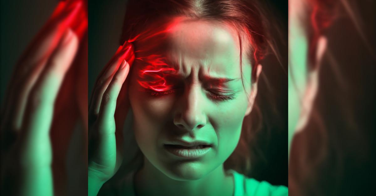 Portrait of an unhappy woman with severe headache