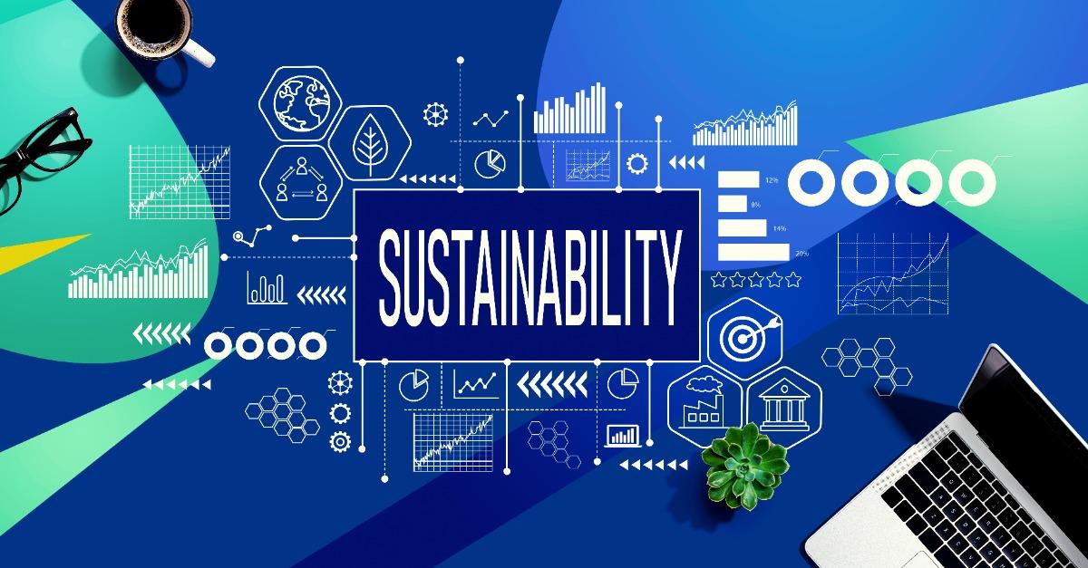 Sustainability theme with laptop computer