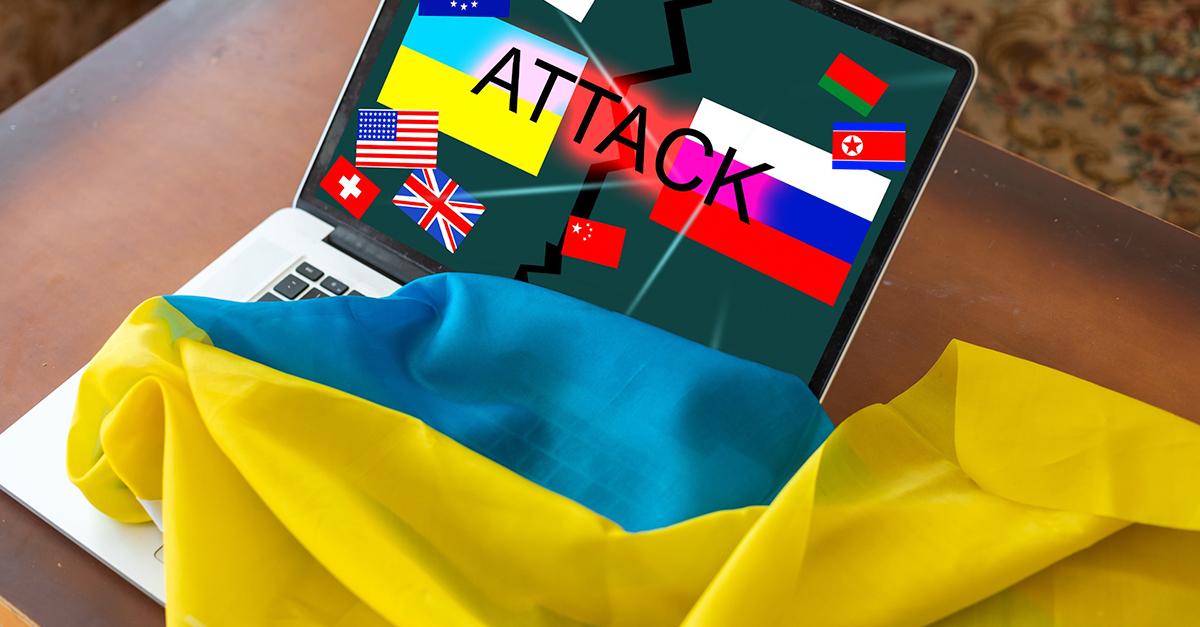 Ukrainian and Russian flag