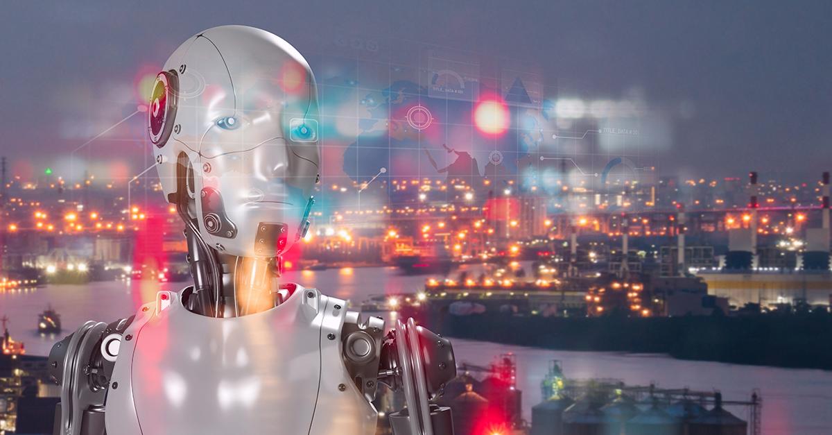 AI robot near sea