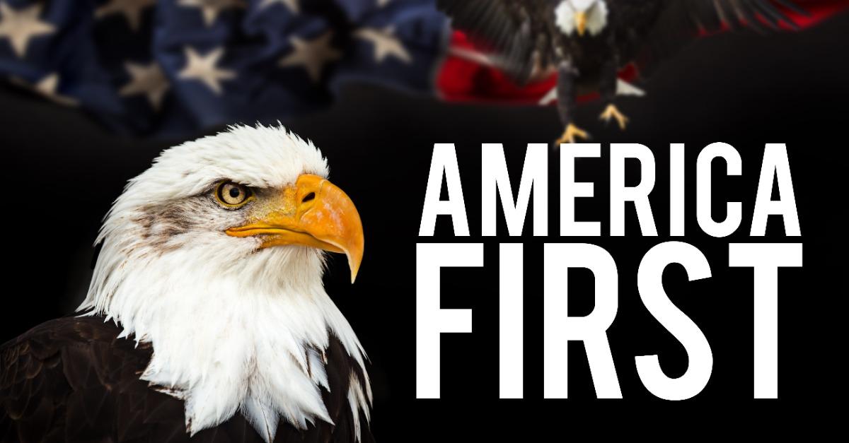 Bald Eagle with American flag