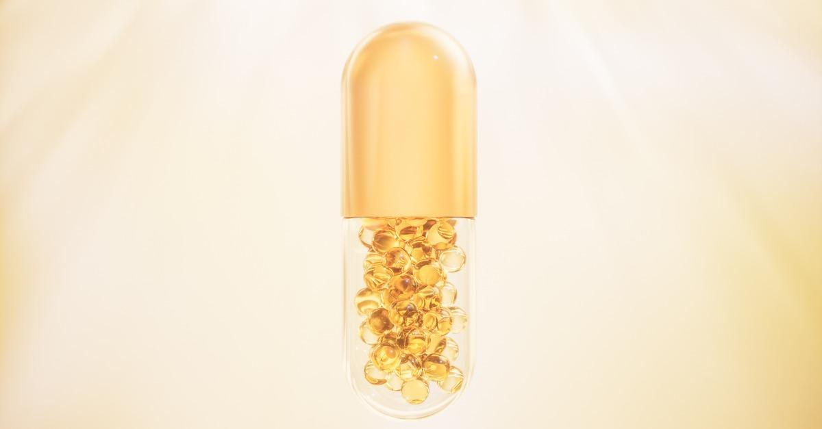 Golden capsule with biological concept