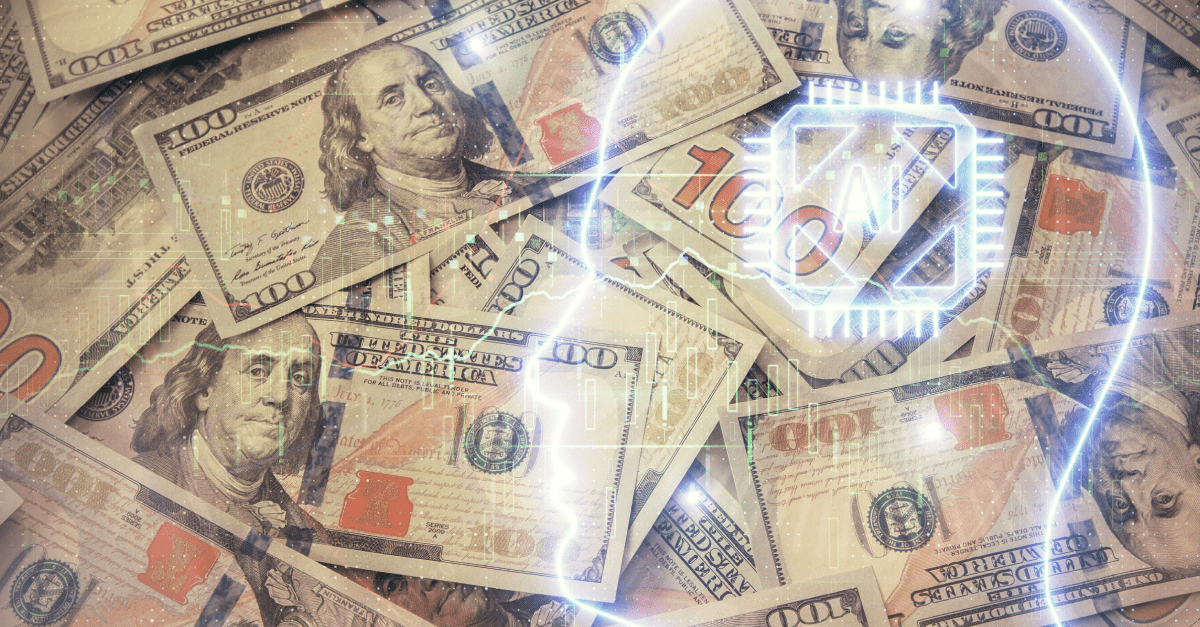 brain drawing over us dollars bill background
