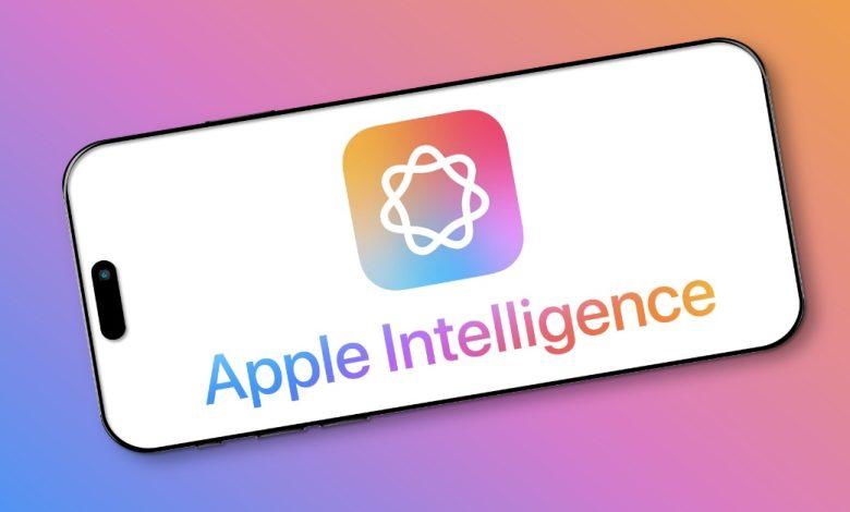 Apple Intelligence logo on smartphone screen 123rf