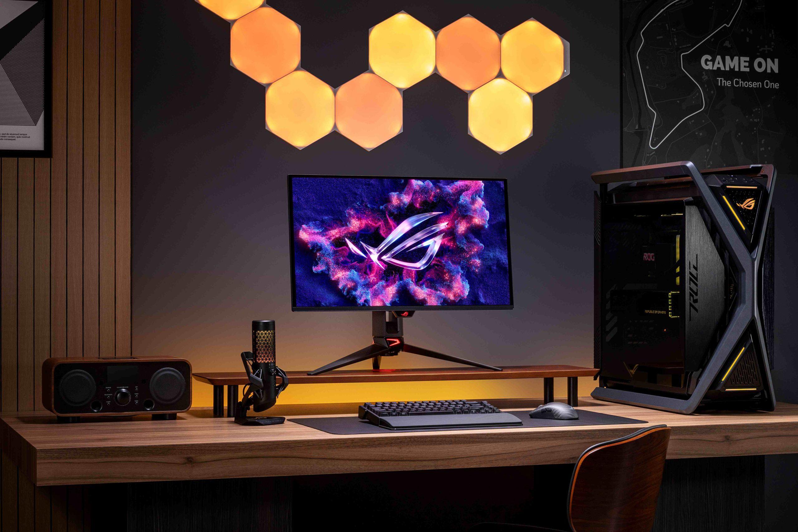 ROG Swift OLED PG27UCDM為全球首款27吋4K OLED電競螢幕，擁有疾速240Hz更新率、0.03ms反應時間和高達166 PPI的像素密度，以呈現極為清晰銳利的圖像與文字。 scaled