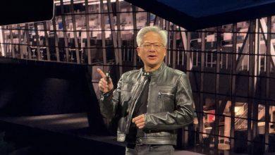 輝達執行長黃仁勳到美超微執行長梁見後的主題演講站台。（圖／記者彭夢竺攝影）