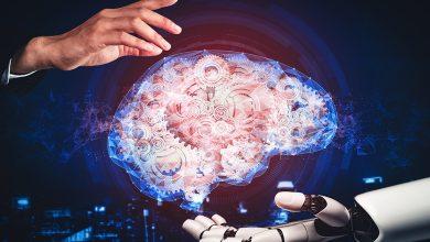 AI Robot nrain with a hand