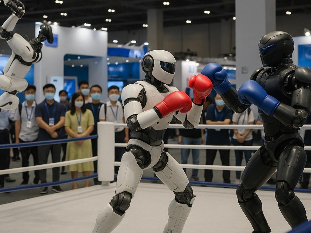 中國機器人於上海AI大會炫技!拳擊、翻跟斗、打麻將無所不能 1 中國機器人於上海AI大會炫技,包括賣爆米花與飲料、剝雞蛋、打拳、打麻將。