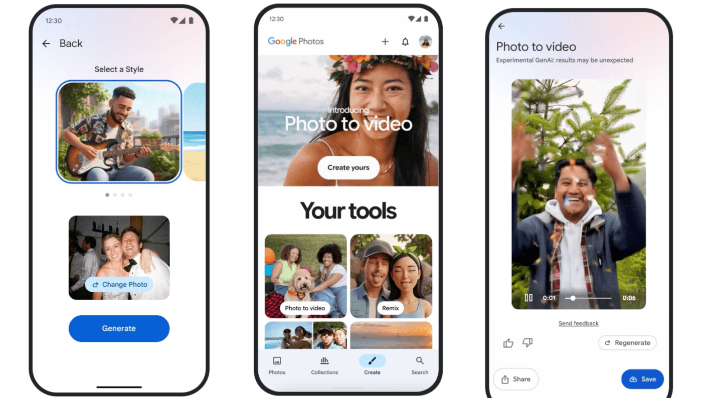 Google Photos AI功能大升級 一秒將照片變影片、圖片還可轉換風格 2 Google Photos(Google相簿)即將迎來重大AI升級。(圖/截取自Google)