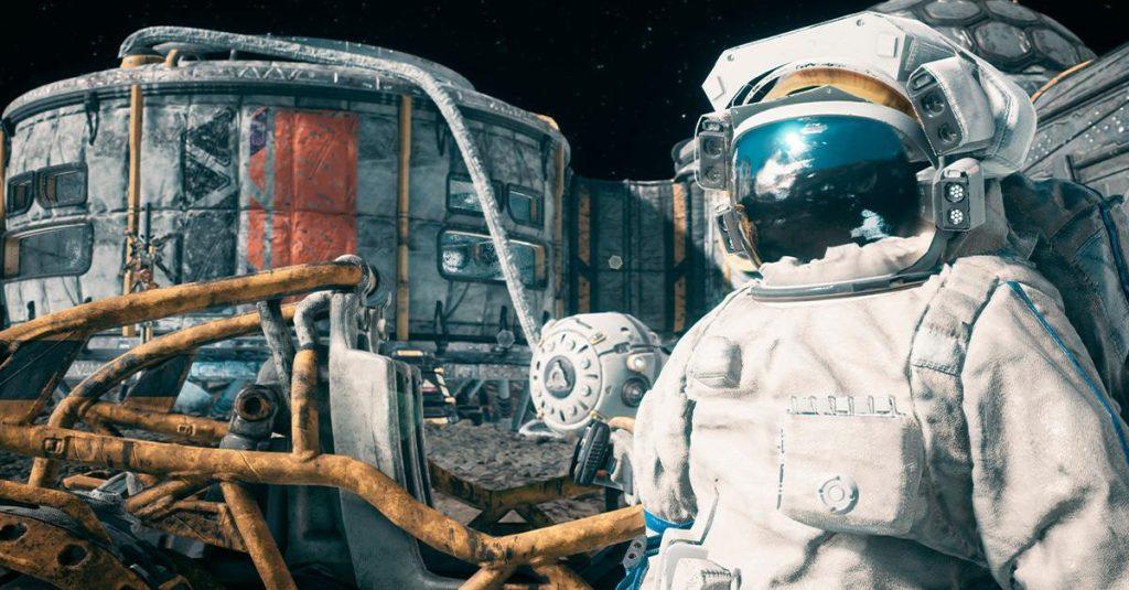 不在地球沒醫師也不怕!NASA與Google開發AI醫療 助太空人完成長時間任務 1 An astronaut stands beside his lunar rover at the space moon base. View of the lunar surface and lunar colony. 123rf