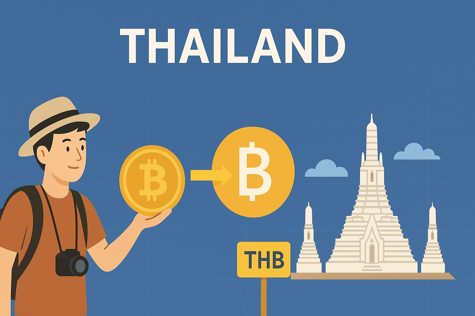 泰國政府計畫推加密貨幣支付沙盒計畫，允許外國旅客將加密貨幣兌換為泰銖。（圖／AI生成）