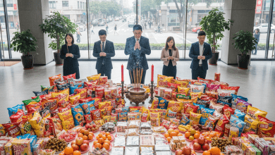 普渡桌上的供品其實可視為「食物線索」。當食物氣味、外觀或味道與進食行為產生連結時，大腦會形成記憶並建立條件反射。（圖／AI生成）
