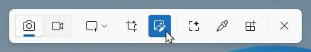 Snipping Tool Capture Toolbar with the cursor hovering over the new Quick markup tool