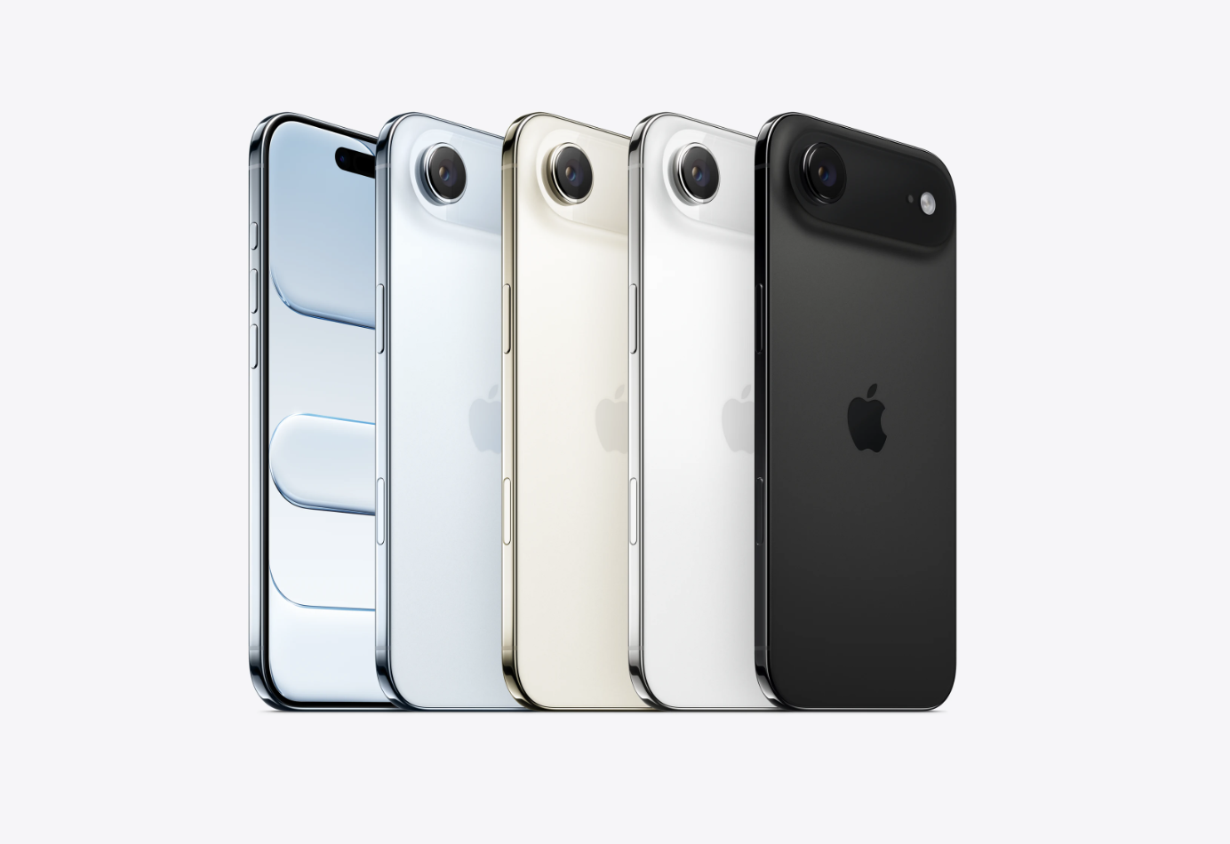 蘋果推出了史上最薄、最輕的iPhone Air，提供太空黑、雲朵白、淡金色和天空藍等4種顏色。（圖／截取自蘋果）