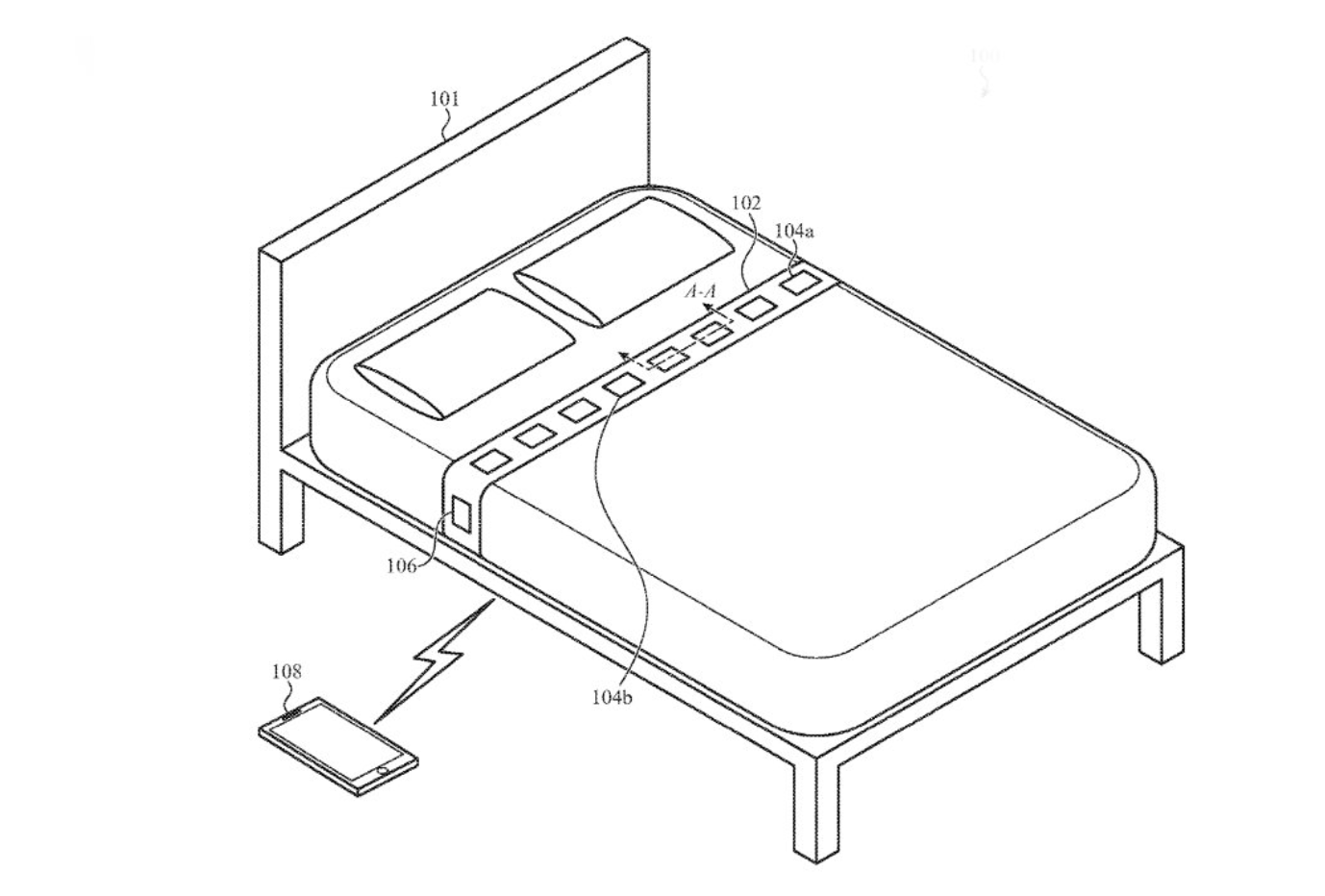 蘋果正持續研究如何結合其智慧床墊技術和體溫感測器，以識別月經週期。（圖／截取自專利資料）