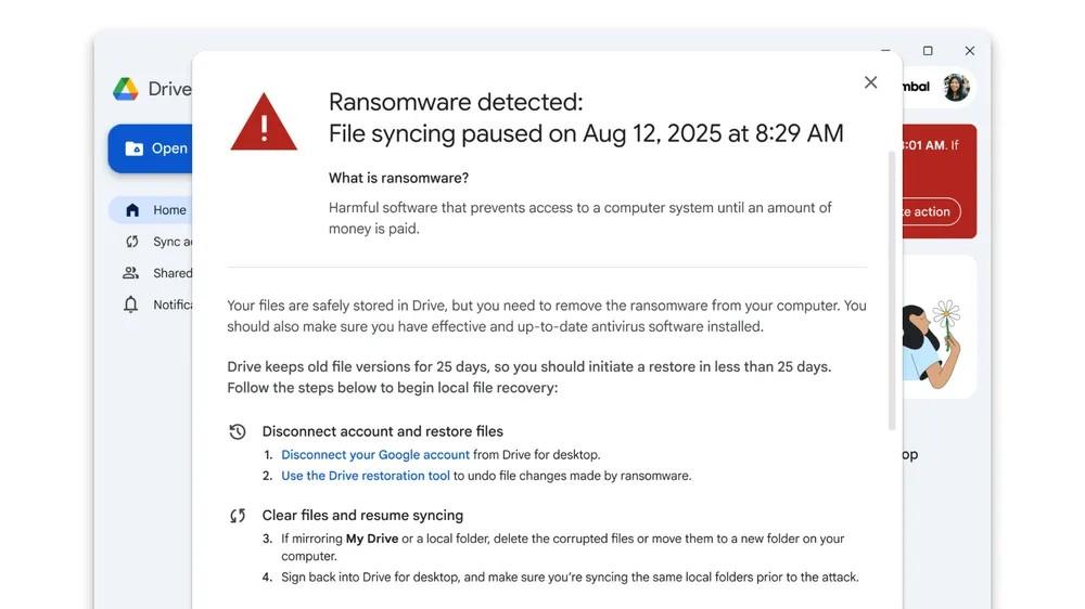 Google Drive new AI function help detect Ransomware 20251003
