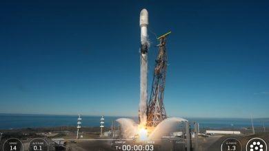 SpaceX獵鷹九號載運升空。（截取自SpaceX直播）