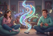 有研究證實，基因能透過社交接觸產生的微生物交換，間接影響他人的生理狀態，而無需交換任何DNA。（圖／AI生成）