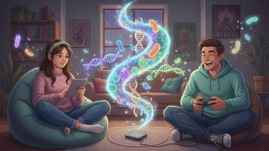 有研究證實，基因能透過社交接觸產生的微生物交換，間接影響他人的生理狀態，而無需交換任何DNA。（圖／AI生成）