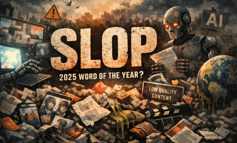 「Slop」（譯：劣質AI內容）被選為2025年的年度代表字。（圖／AI生成）