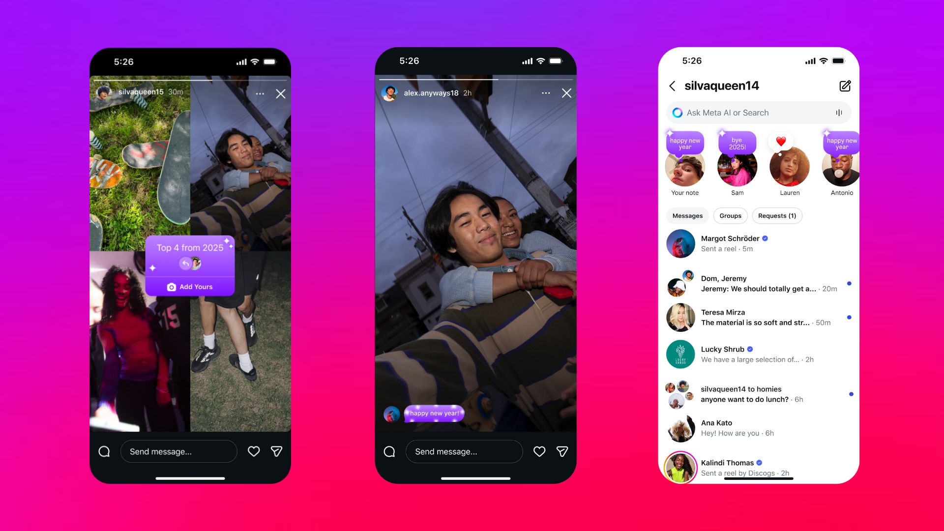 【新聞圖片一】便利貼與限時動態留言輸入「新年關鍵字」喚出年末驚喜彩蛋；「輪到你了」年末範本搭配期間限定字體，重溫一年走過的風景、笑點與片段，讓回憶閃耀迎接 2026