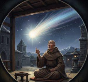 哈雷彗星首觀者竟是11世紀僧侶?揭歷史真相震驚天文界 1 貝葉掛毯上現存最古老的哈雷彗星圖像。(圖/AI生成)