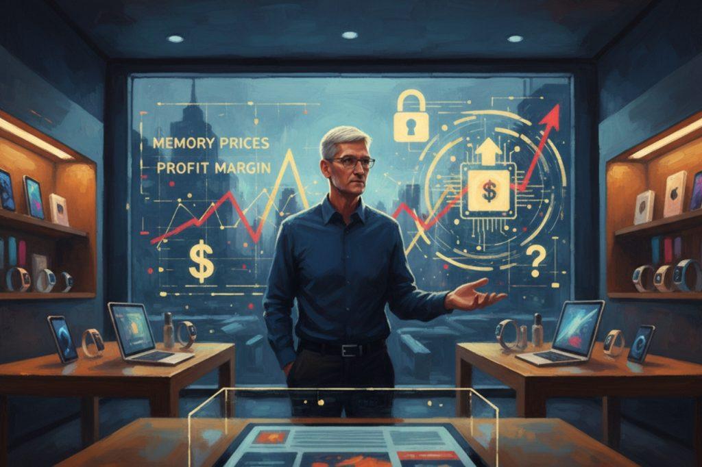 在 2026 財年第一季度，蘋果的產品毛利率為 40.7%，服務的毛利率為 76.5%，整體毛利率為 48%。（圖／AI生成）