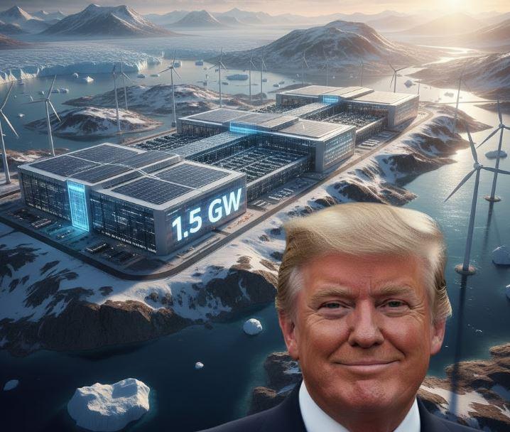 精選 3 川普任內幕僚、現任GreenMet執行長杜魯·霍恩(DrewHorn)正計劃在格陵蘭打造一座規模達1.5吉瓦(GW)的巨型資料中心。(圖/AI生成)