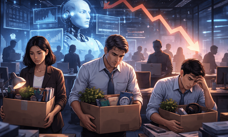 AI正以「海嘯」般的姿態衝擊勞動力市場。（圖／AI生成）