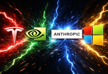 世界經濟論壇（WEF）包含特斯拉執行長馬斯克、輝達執行長黃仁勳、Anthropic執行長阿莫迪以及微軟執行長納德拉罕見全員到齊。（圖／AI生成）