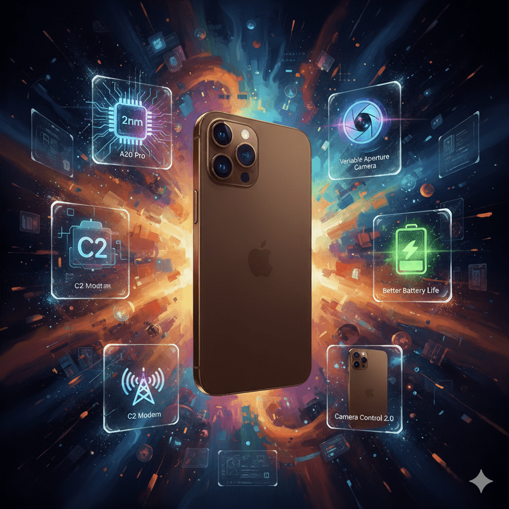 傳聞中 iPhone 18 Pro 將具備以下6項新功能。（圖／AI生成）