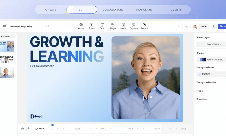 英國AI新創公司Synthesia估值在短短一年內從21億美元翻倍成長至40億美元。（圖／截取自Synthesia）