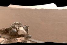 這張毅力號全景影像由五對導航相機立體影像組成，探測車利用「火星全球定位」技術，於2026年2月2日將其位置與軌道影像比對後精準定位。（圖／NASA/JPL-Caltech）