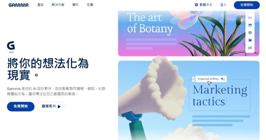 做PPT不再熬夜!實測5款AI簡報神器 優缺點一次看 2 (圖/擷取自Gamma官方網站)