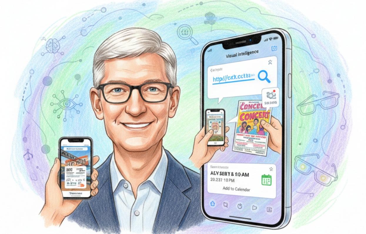 提姆庫克表示，視覺智慧技術在蘋果用戶中迅速走紅。該功能首次亮相於 iPhone 16，作為相機控制按鈕的一部分。（圖／AI生成）