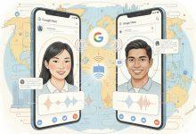 電腦上的 Google Meet 支援即時語音翻譯，允許參與者用母語發言，平台會將語音即時翻譯成口語句子，本質上是透過在原始語音上疊加模仿說話者語調和語速的音訊翻譯來保留對話的流暢性。（圖／AI生成）