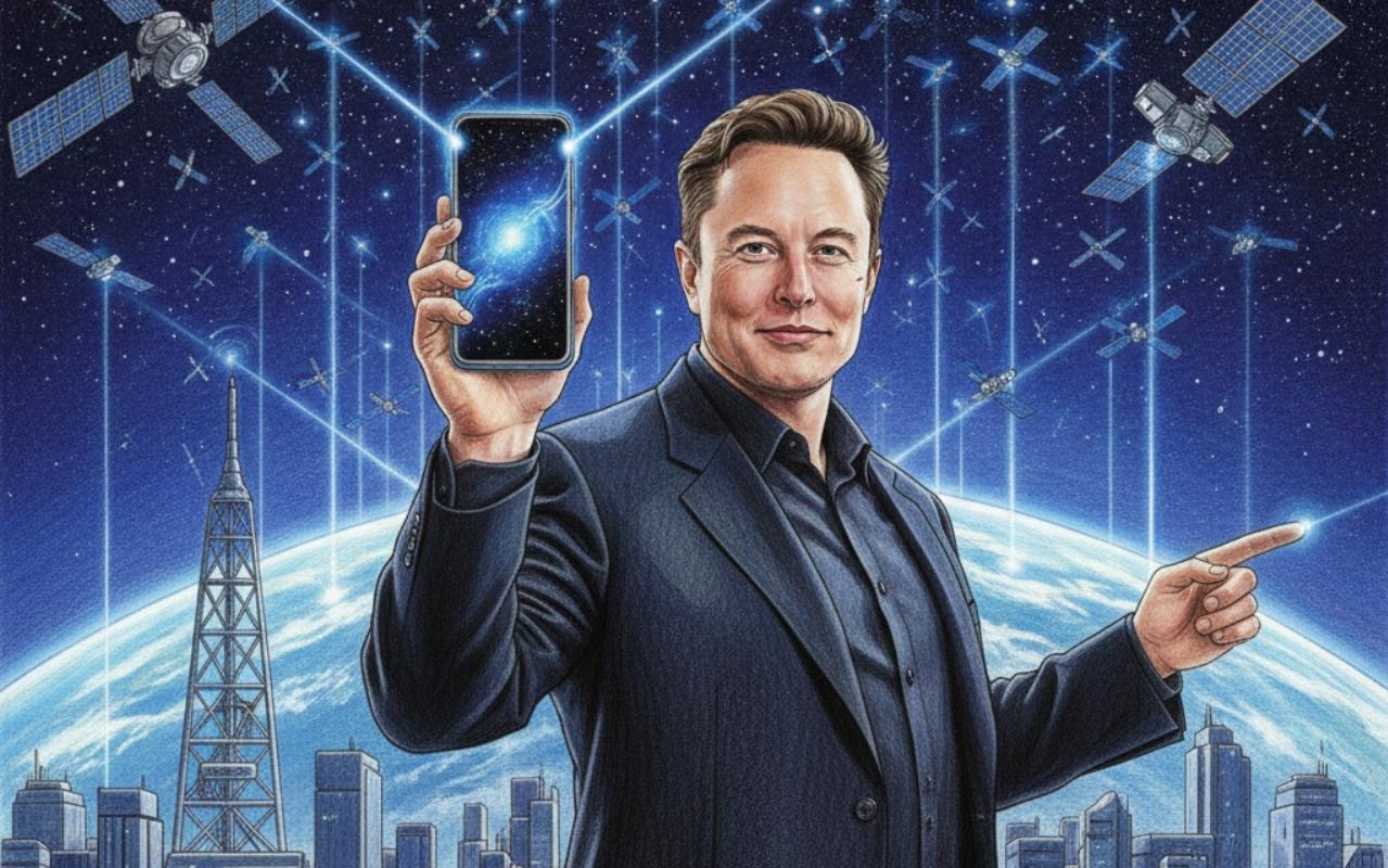 根據《路透社》表示，知情人士透露，馬斯克的衛星和火箭公司SpaceX多年來一直有推出行動電話的計畫。上週，一位X用戶在討論假設的星鏈手機時，SpaceX首席執行官回應說：“在某個時候，這並非不可能。”（圖／AI生成）