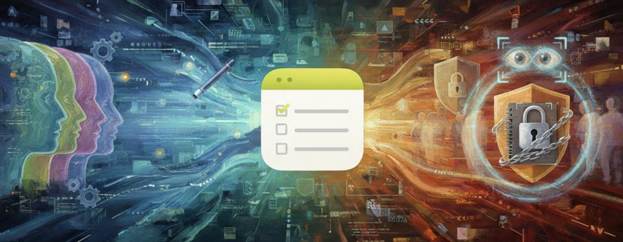 從 AI 協作到智慧隱私!蘋果備忘錄解鎖數位筆記新境界 1 Notes 內建的 AI 功能,可以選擇已輸入的文本,並使用各種寫作工具對其進行潤色或修改。這些工具包括校對、重寫、語氣調整、建立清單或表格等。(圖/AI生成)