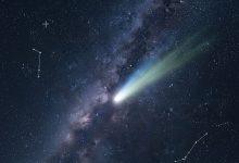 彗星C/2023 E1 Wierzchos即將於三月於黃昏時分再次現身夜空。（圖／AI生成）