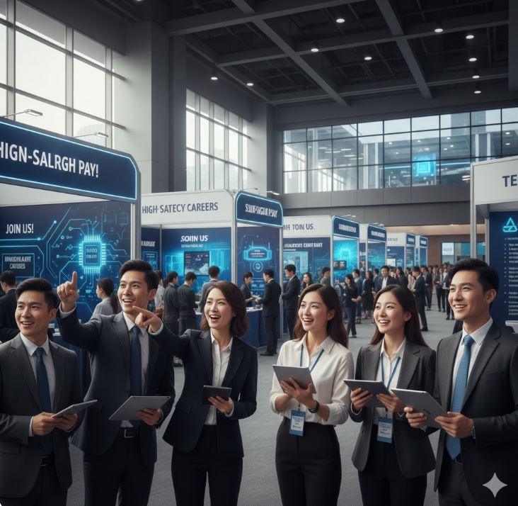 精選 6 勞動部勞動力發展署桃竹苗分署於2月份舉辦大型徵才活動,其中包含多家科技業重量級企業。(圖/AI生成)