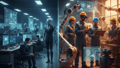AI技術的擴散正在打破傳統就業結構，使得白領與藍領之間的界線出現新的重塑。（圖／AI生成）