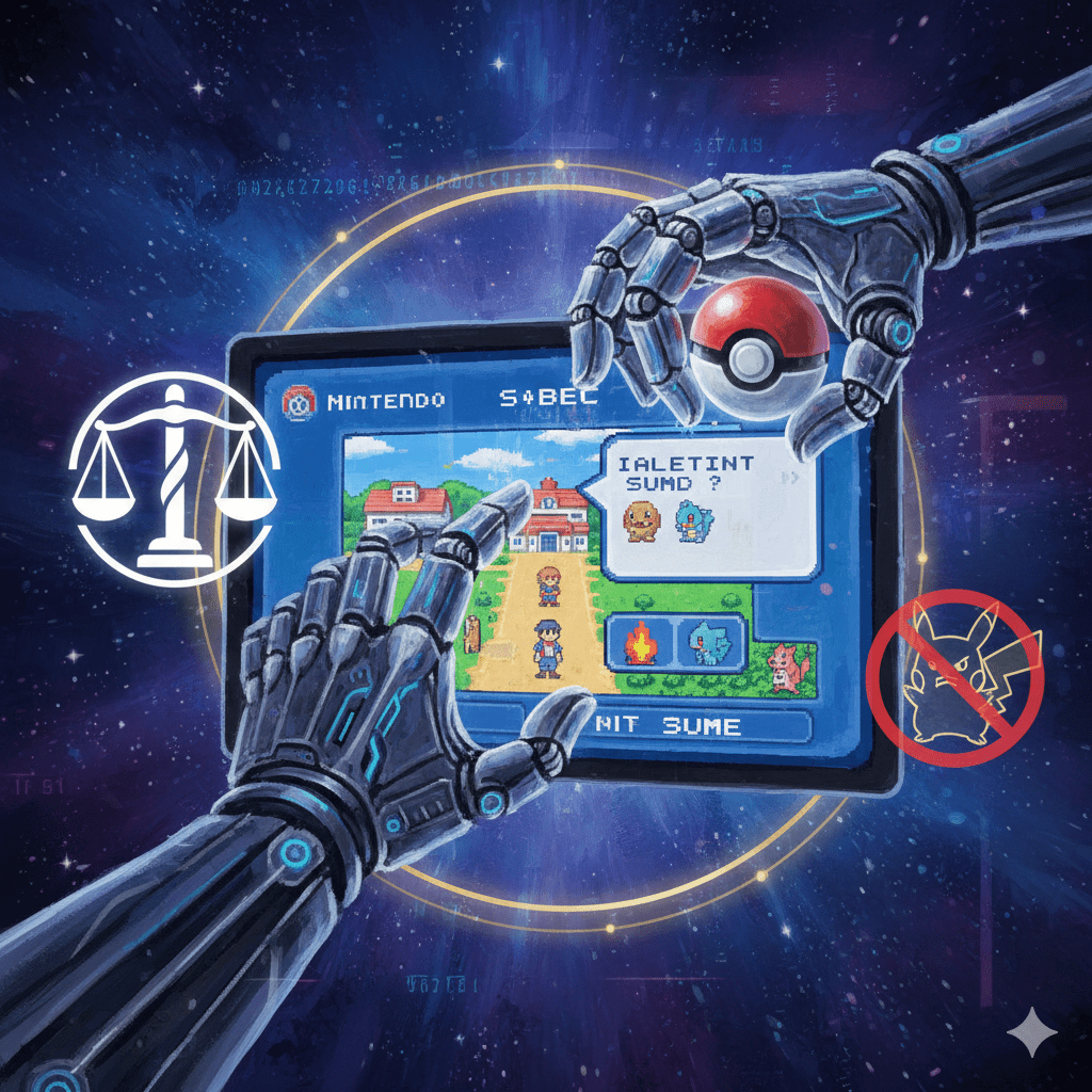 這款人工智慧寶可夢克隆遊戲的爭議點之一，在於其使用了受版權保護的素材，包括角色名稱和核心遊戲機制。（圖／AI生成）
