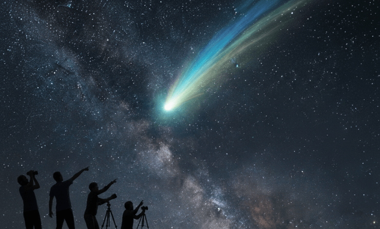 C/2026A1可能在2026年4月初短暫變亮，甚至有機會用肉眼觀賞。（圖／AI生成）