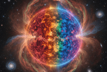 WOH G64正進行罕見轉變，從紅超巨星演化為極其稀有的黃超巨星。（圖／AI生成）