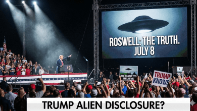 網路上瘋傳，美國總統川普將於7月8日發表一場歷史性演說，公開人類從未證實的「外星智慧生命證據」。（圖／AI生成）