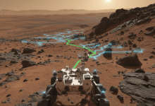 NASA首次讓生成式人工智慧（AI）規劃火星車的行駛路線。（圖／AI生成）